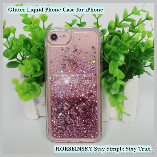 2017 New Design Liquid Hearts Phone Case for iPhone7 PC Liquid Case